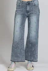 APNY Silver Chevron Wide Leg Crop Jeans