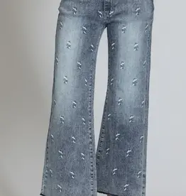 APNY Silver Chevron Wide Leg Crop Jeans