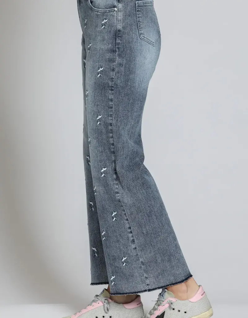 APNY Silver Chevron Wide Leg Crop Jeans