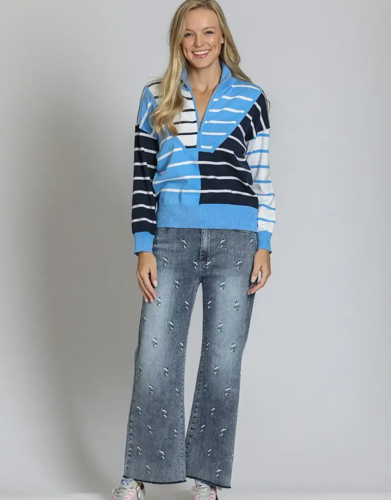 APNY Silver Chevron Wide Leg Crop Jeans
