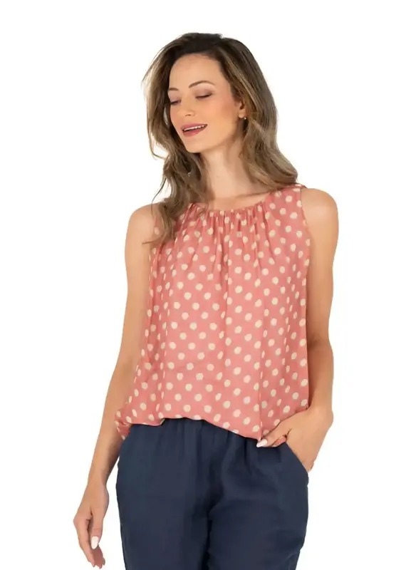 M Made In Italy Polka Dot Sleeveless Top