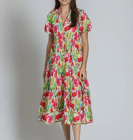 APNY Tiered Puff Sleeve Shirt Dress