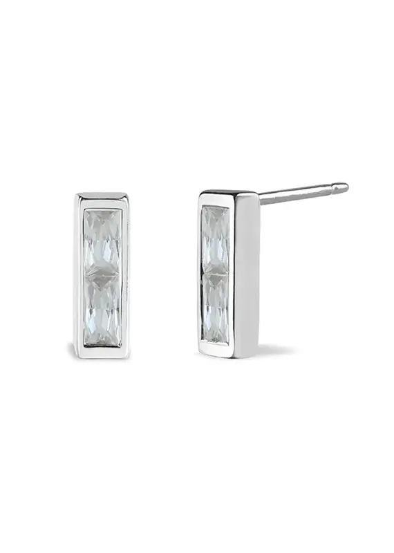 Boma Clare Rectangular Baguette Bar Cubic Zirconia Stud Earrings