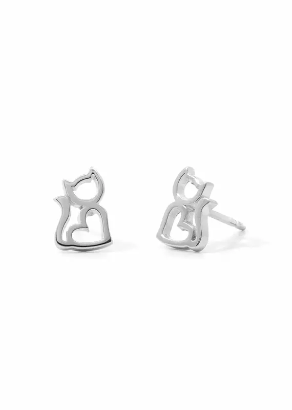 Boma Heart Shaped Cat Stud Earrings