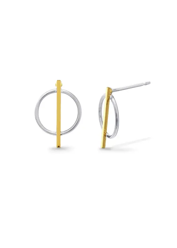 Boma Gold-Plated Bar Circle Stud Earrings