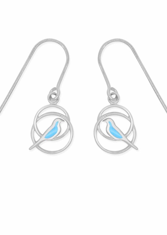 Boma Enamel Bird Circle Drop Earrings