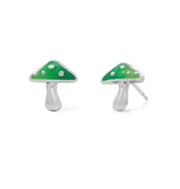 Boma Green Aura Mushroom Stud Earrings