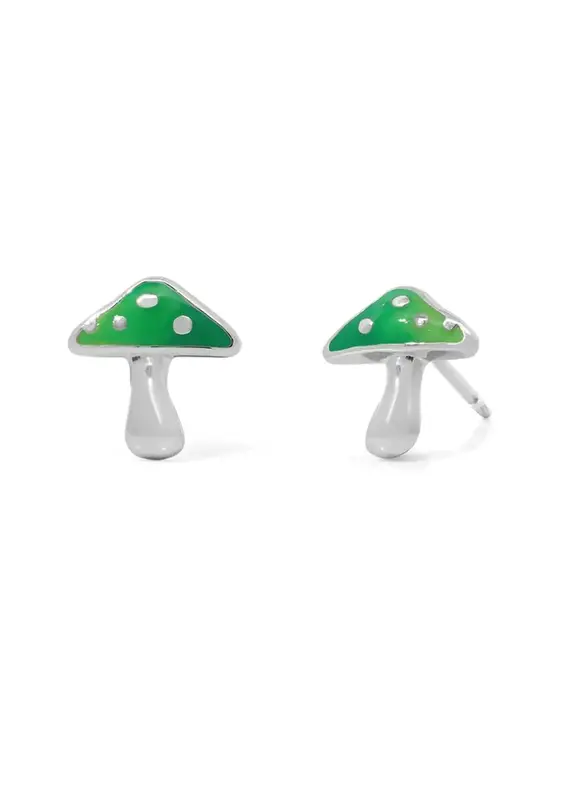 Boma Green Aura Mushroom Stud Earrings