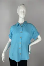 Toofan Cap Sleeve Button-Up Top