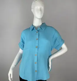 Toofan Cap Sleeve Button-Up Top