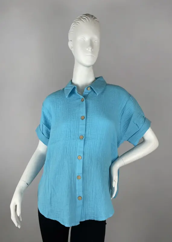 Toofan Cap Sleeve Button-Up Top