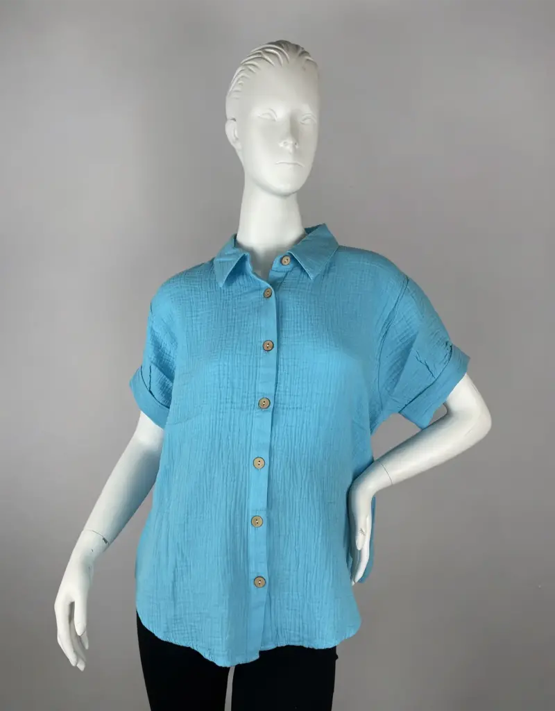 Toofan Cap Sleeve Button-Up Top