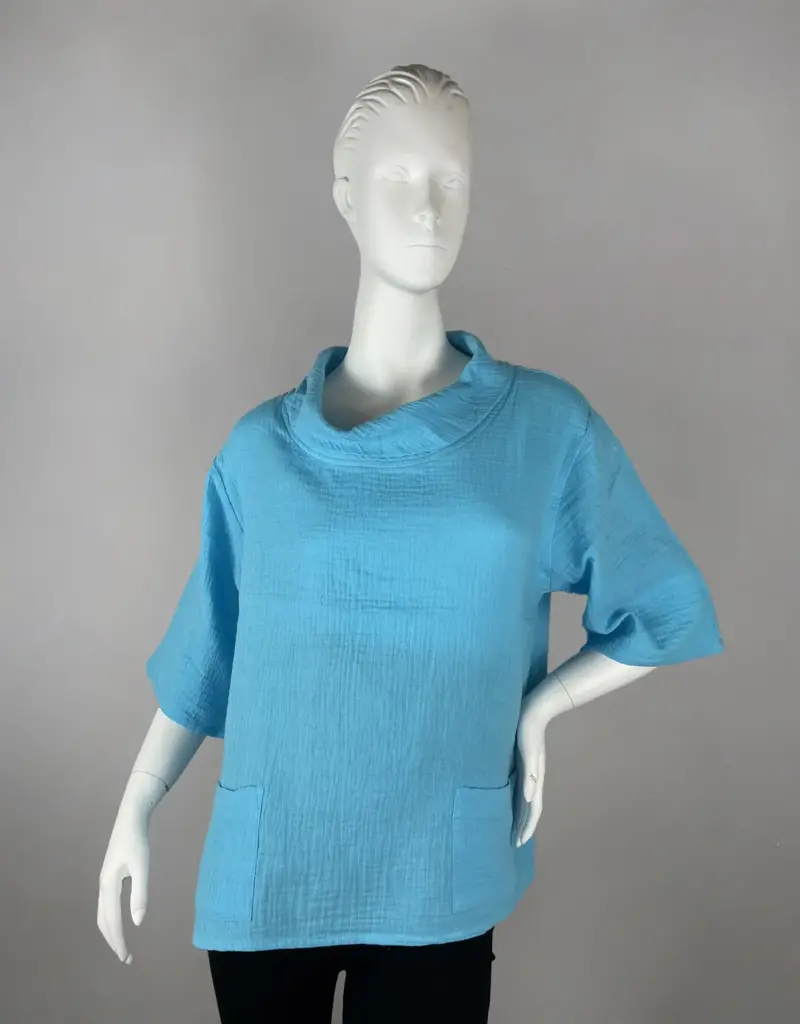 Toofan Cotton Gauze Cowl Neck Top