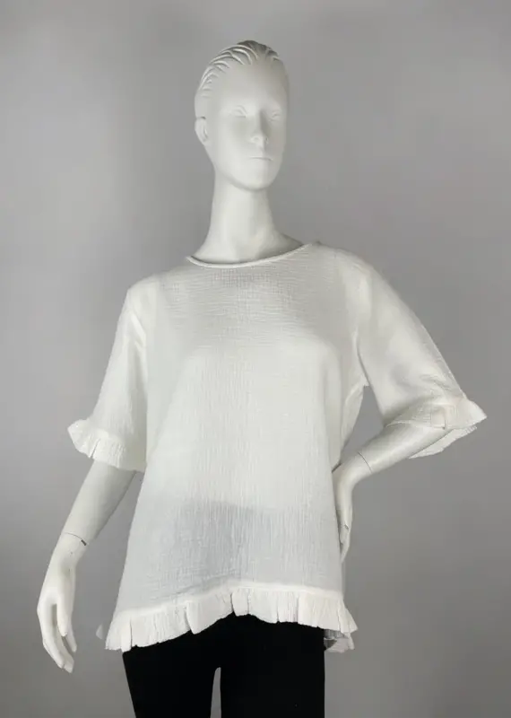 Toofan Ruffle Trim Button Back Top