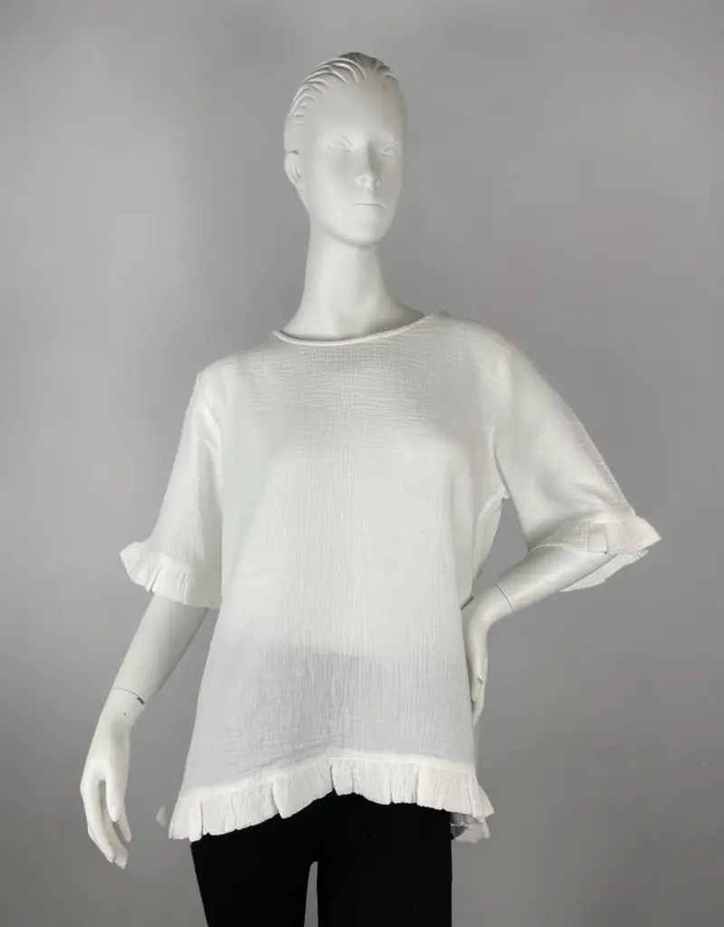 Toofan Ruffle Trim Button Back Top