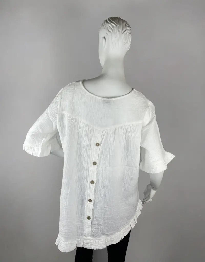 Toofan Ruffle Trim Button Back Top