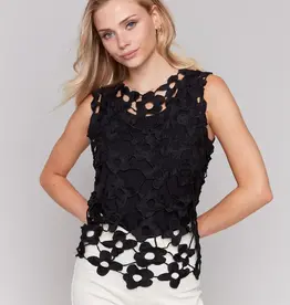 Charlie B Floral Crochet Sleeveless Top