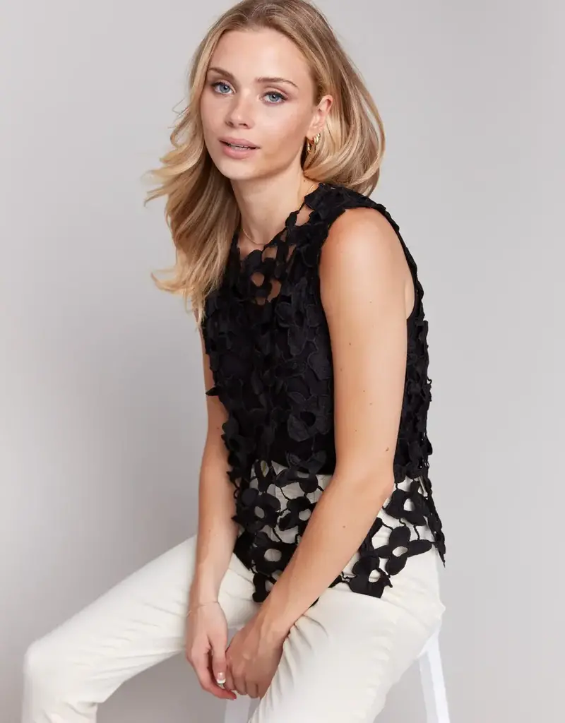 Charlie B Floral Crochet Sleeveless Top