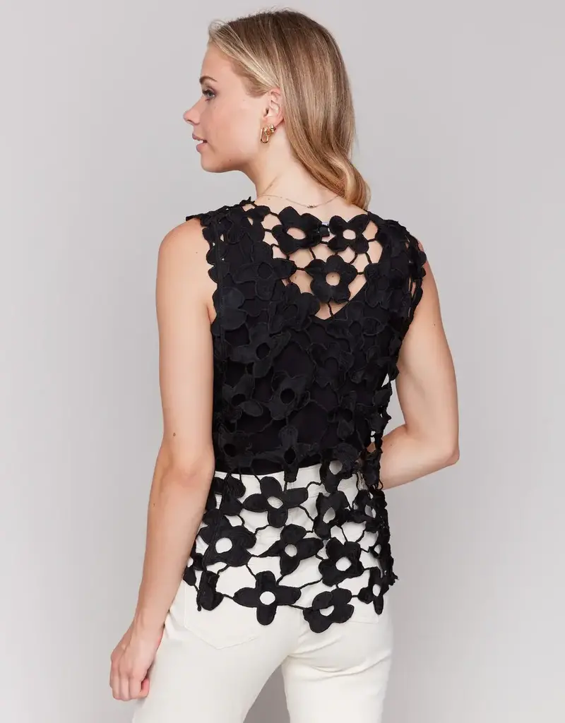 Charlie B Floral Crochet Sleeveless Top