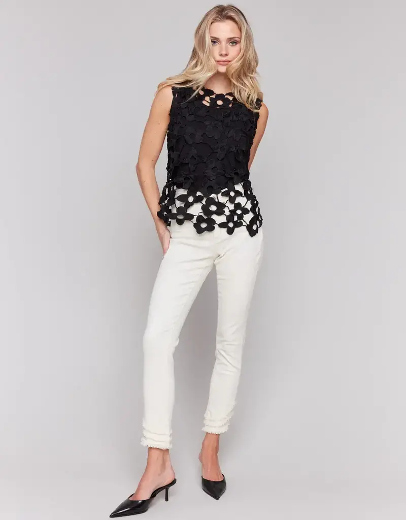 Charlie B Floral Crochet Sleeveless Top