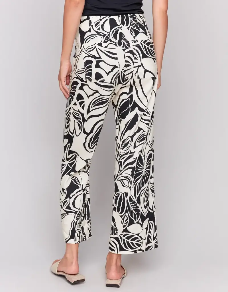 Charlie B Printed Linen Blend Cropped Pants