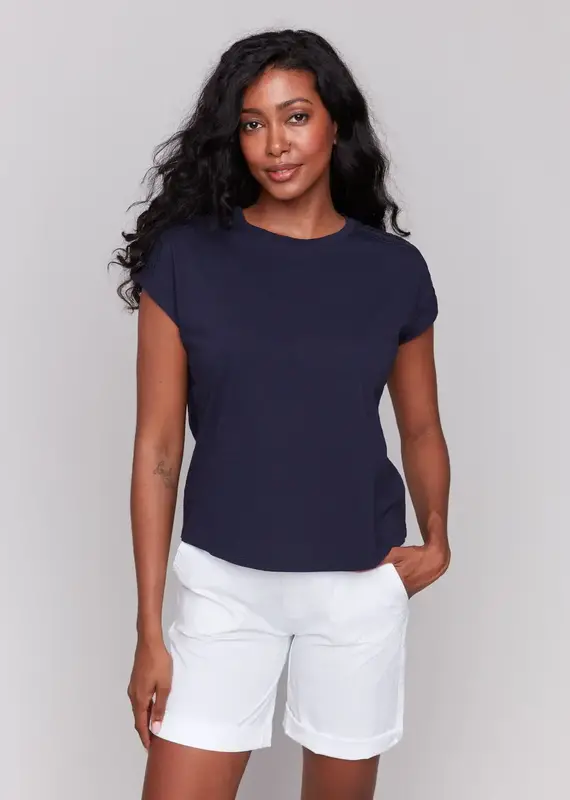 Charlie B Lace Shoulder Trim Tee