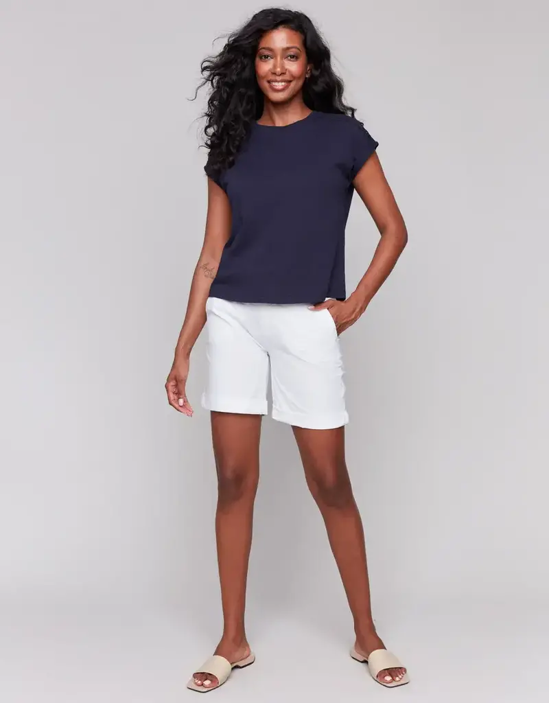 Charlie B Lace Shoulder Trim Tee