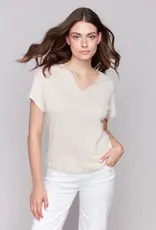 Charlie B Foil Print Linen Blend Dolman Top