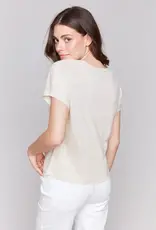 Charlie B Foil Print Linen Blend Dolman Top