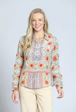 APNY Roll Sleeve Button-Up Top