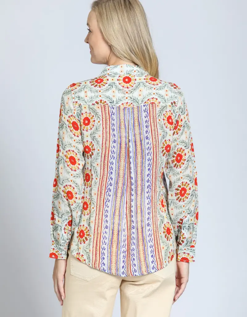 APNY Roll Sleeve Button-Up Top