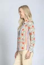 APNY Roll Sleeve Button-Up Top