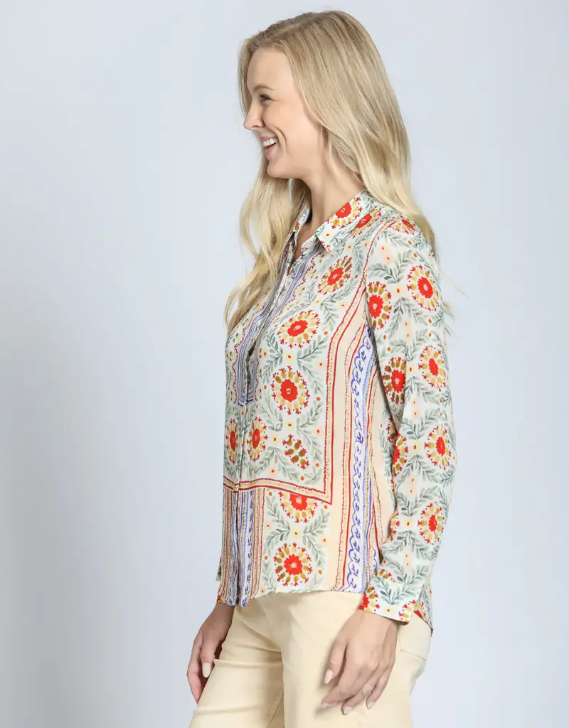 APNY Roll Sleeve Button-Up Top