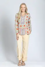 APNY Roll Sleeve Button-Up Top