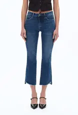 BAYEAS Mid Rise Cropped Bootcut Denim Jeans With Stepped Frayed Hem
