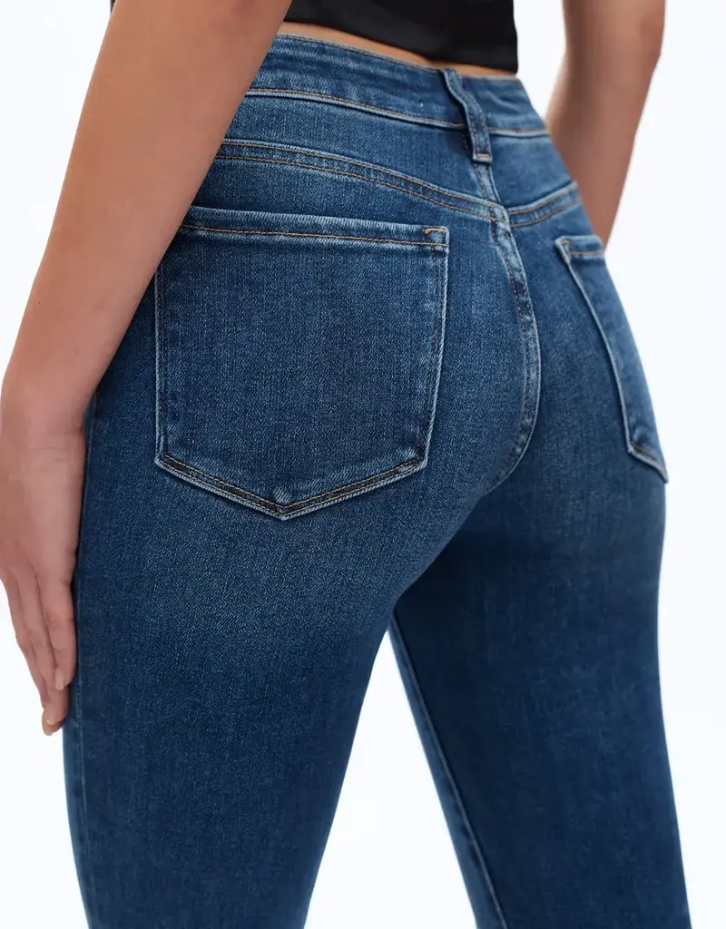 BAYEAS Mid Rise Cropped Bootcut Denim Jeans With Stepped Frayed Hem