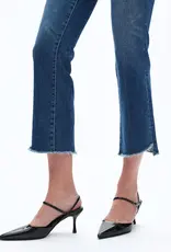 BAYEAS Mid Rise Cropped Bootcut Denim Jeans With Stepped Frayed Hem