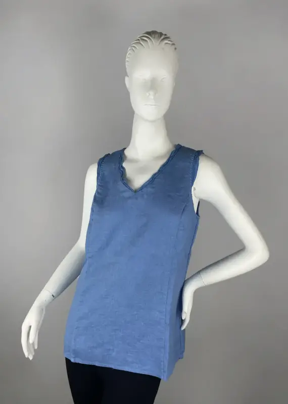 Kleen V-Neck Ruffle Trim Top