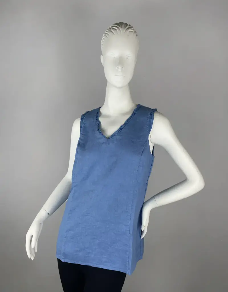 Kleen V-Neck Ruffle Trim Top