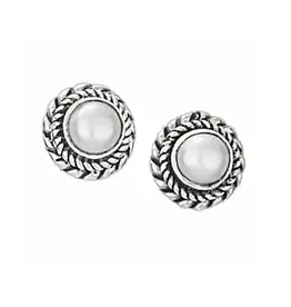 Tiger Mountain Plaited Pearl Sterling Silver Stud Earrings