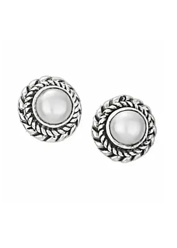 Tiger Mountain Plaited Pearl Sterling Silver Stud Earrings