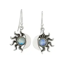 Tiger Mountain Misty Dawn Sterling Silver Moonstone Sun/Moon Earrings