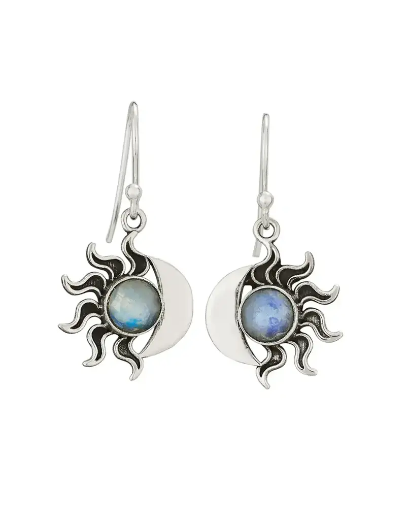 Tiger Mountain Misty Dawn Sterling Silver Moonstone Sun/Moon Earrings