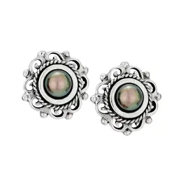 Tiger Mountain Dark and Stormy Sterling Silver and Dark Pearl Earrings