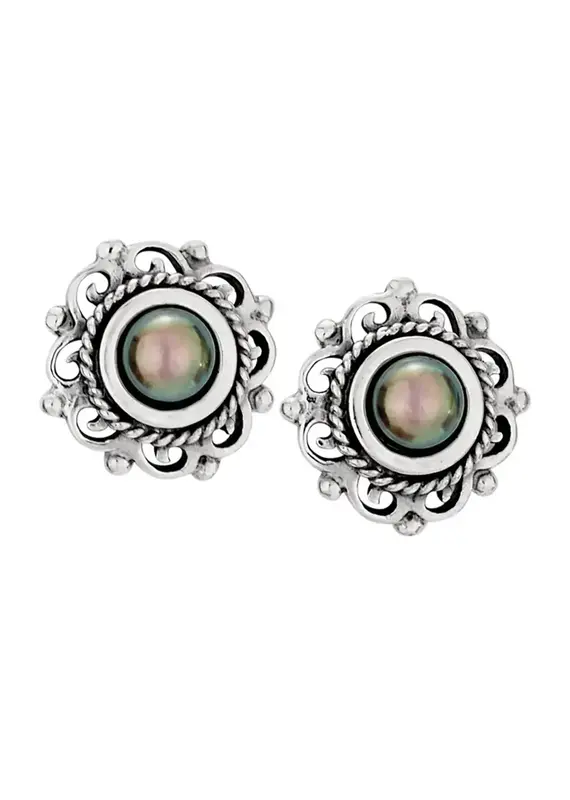 Tiger Mountain Dark and Stormy Sterling Silver and Dark Pearl Earrings