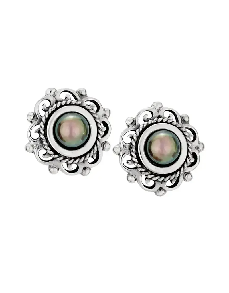 Tiger Mountain Dark and Stormy Sterling Silver and Dark Pearl Earrings