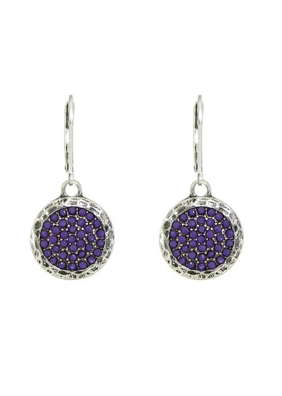 Baked Beads Opaque Pave Round Earrings