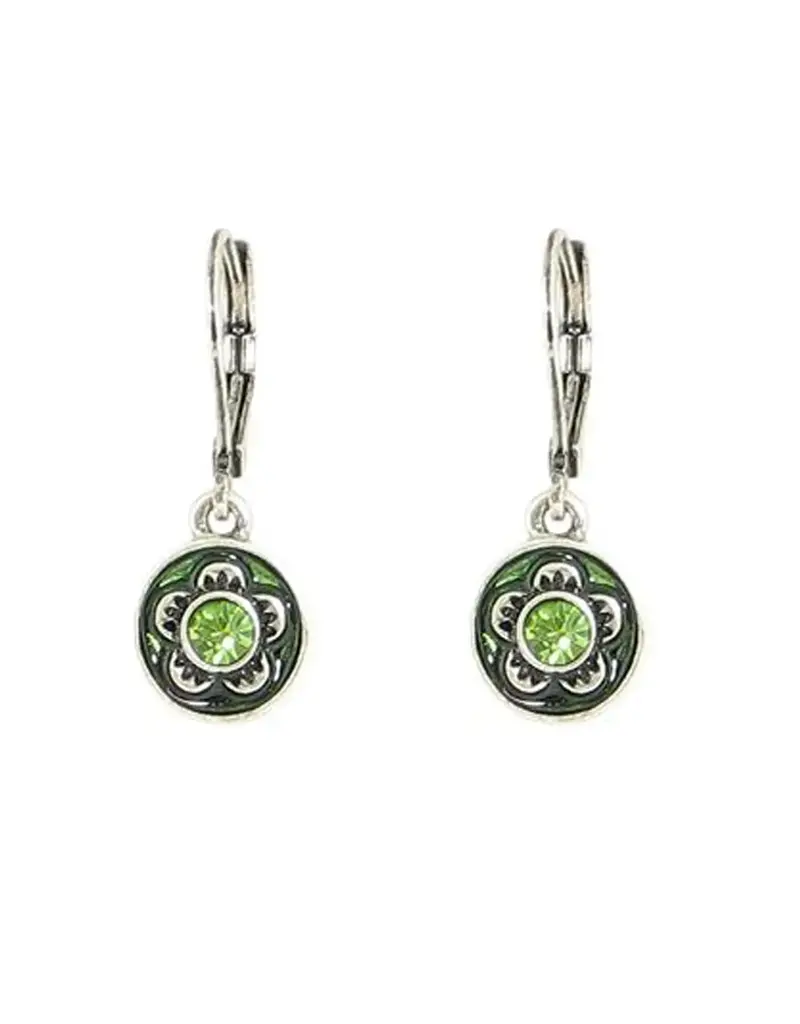 Baked Beads Crystal Enamel Flower Earrings