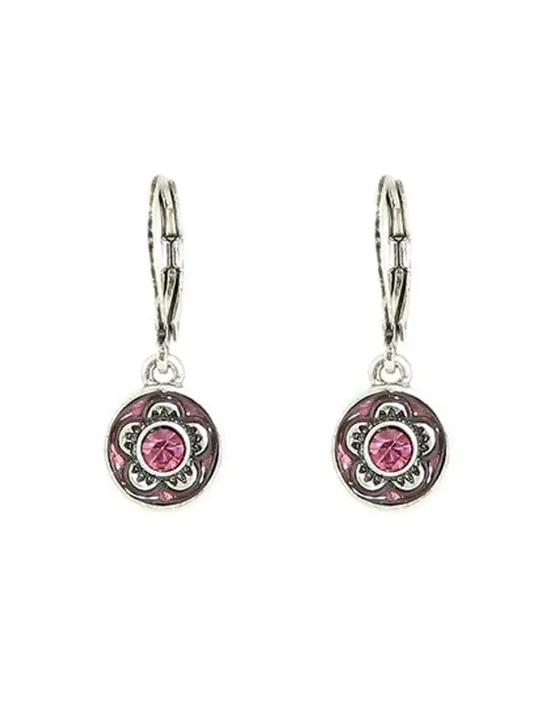 Baked Beads Crystal Enamel Flower Earrings
