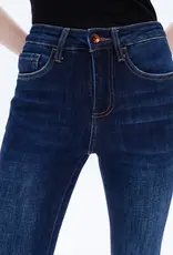 BAYEAS High Rise Flare Leg Denim Jeans With Raw Hem